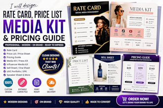 design a professional rate card, price list, media kit, or pricing guide