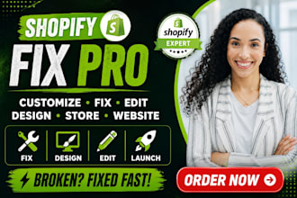 professionally customize fix shopify store edit and design shopify website
