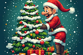 draw illustration christmas holiday cartoon caricature card