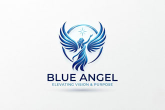 design a stunning blue angel logo for your brand