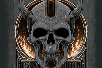 draw dark art skull illustration for streetwear design