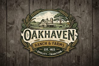 design a rustic country logo for farms, ranches, and brand