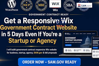 build government contract responsive wix website for business, startup, agency