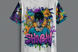 design t shirt dark or horror graffiti style for edgy streetwear