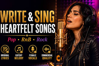 write and sing heartfelt pop, rnb and rock songs with catchy lyrics and melodies