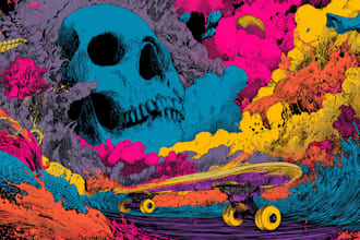 draw stoner rock, heavy metal, psychedelic art