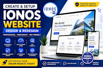 create and setup ionos website design and redesign responsive ionos website