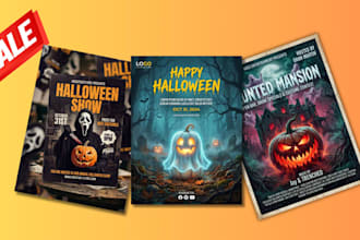 design halloween flyer, invitation and social media post