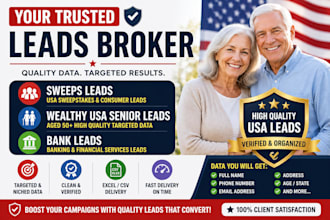 be your trusted sweeps leads broker, wealthy HQ USA senior age leads, bank lead