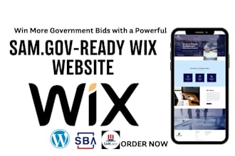 design wix government contract website for samgov bid, capability statement, rfp