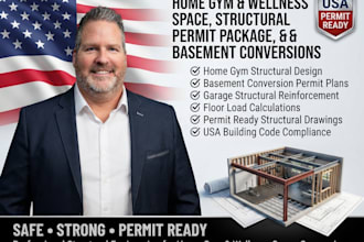 design a home gym nd wellness space structural permit package fr garage basement