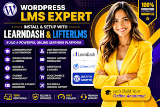 install wordpress lms with learndash, lifterlms, courses, quizzes, student admin