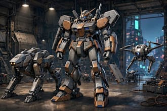 design sci fi mecha and robot concept art