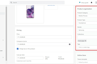 choose the category and subcategory most suitable shopify products