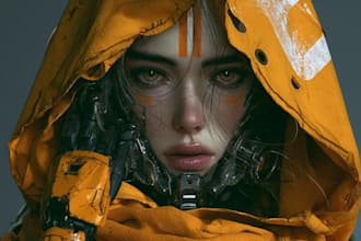 create detailed alien and sci fi character art