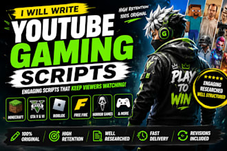 write engaging youtube gaming scripts for videos and shorts