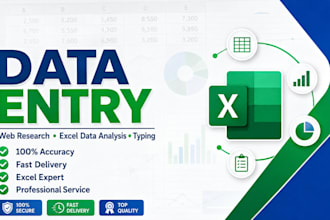 do accurate data entry, web research, exceldata analysis, and typing