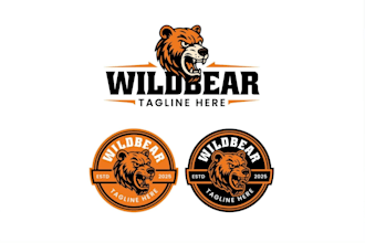 design super grizzly bear, head, wolf, sport logo