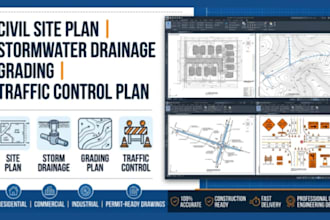 perpare civil site plan, stormwater drainage, grading and traffic control plan
