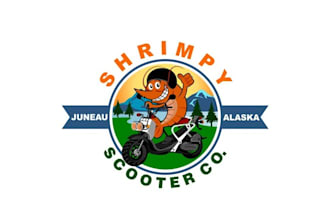 design shrimpy scooter company business logo