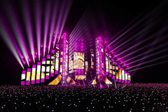 design 3d festival stage, event production, concert visual, set stage lightning
