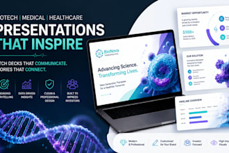 design biotech pitch deck, medical presentation and healthcare slides
