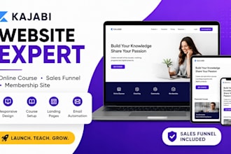 design kajabi website, kajabi course, membership and landing page