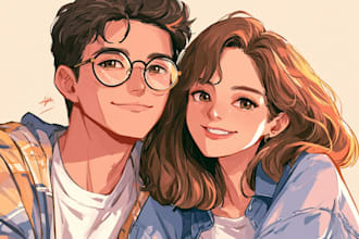 draw anime portraits of couples or individuals