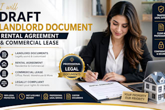 draft commercial lease, rental agreement and landlord legal documents