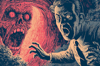 draw creepy vintage horror characters for posters and merch