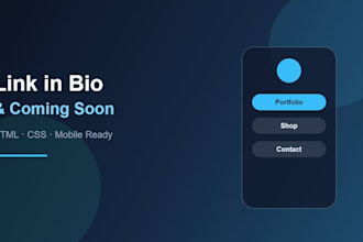 create a link in bio or coming soon page with HTML CSS