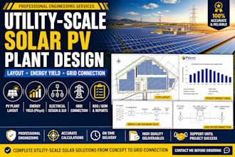 design utility scale solar pv plant, layout, yield and grid connection