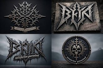 design death metal,deathcore logo with satisfaction guaranteed