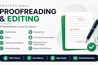 correct english grammar, spelling and typing errors, proofread text