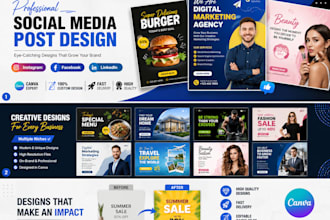 design professional social media posts for instagram, facebook and linked