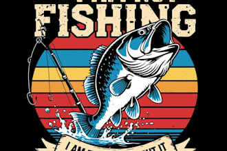 design custom vintage fishing t shirt logo and typography tshirts for merch