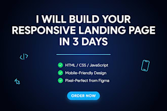 build a responsive landing page with HTML CSS javascript