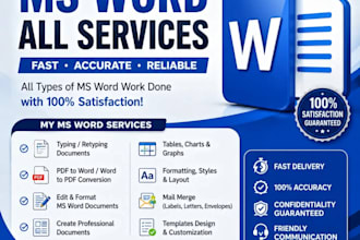 do typing work and and convert handwritten text to ms word