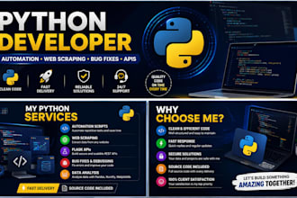 develop python scripts, automation, web scraping, and bug fixes