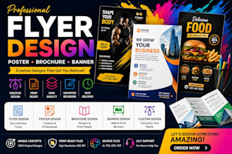 design professional flyers, posters, brochures and banners