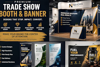 design premium trade show booth, exhibition pop up banner, retractable banner