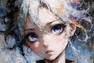 paint anime portrait art in real oil painting free shipping