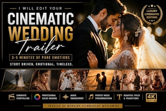 professionally edit a cinematic wedding trailer