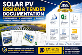 create solar pv plant design, technical reports and tender documents