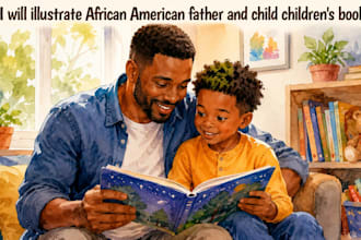 illustrate african american father and child children books