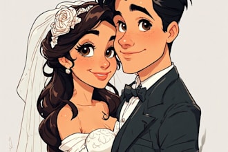 create a romantic couple portrait in my art style