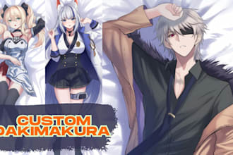 draw custom dakimakura body pillow art for your vtuber or anime character