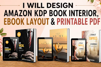 design amazon KDP book interior, ebook layout and printable PDF