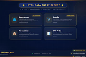 do hotel data entry, reservation management and ota portal data entry on booking