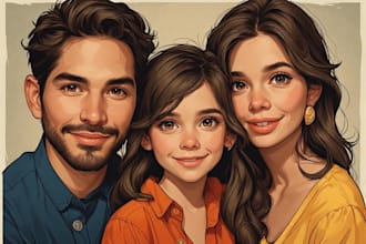 draw a realistic family or group portrait from a photo